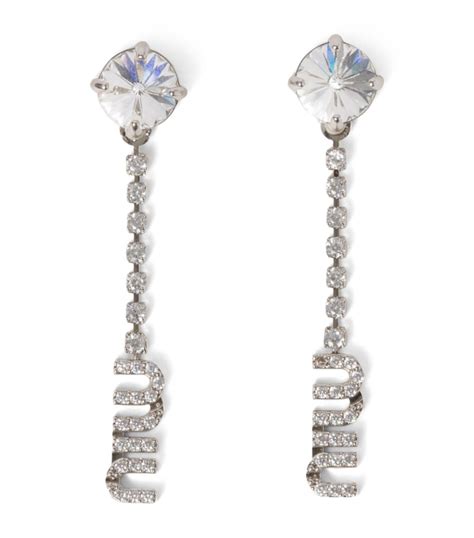 miu miu crystal drop earrings|miu michu earrings.